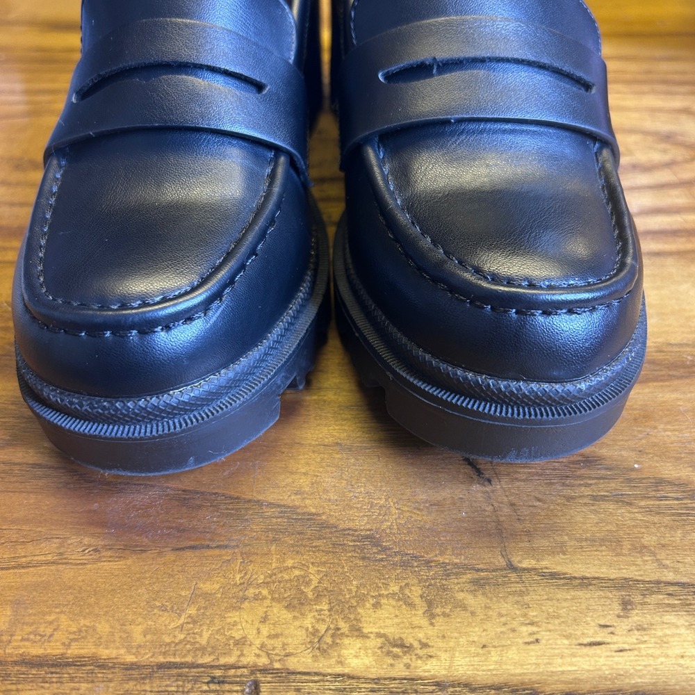 Mudd Black Chunky Lug Heel Loafers - Picture 6 of 13